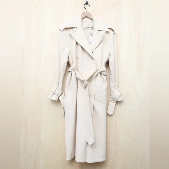 Susana Monaco Cream Double-Breasted Trench Coat - Picture 2 of 4